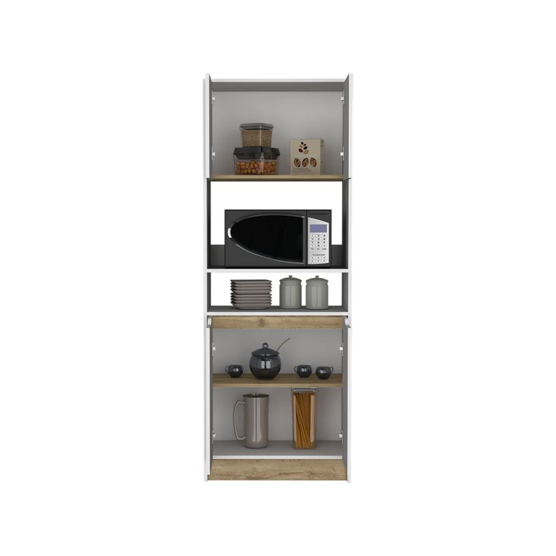 MUEBLE MICROONDAS 4 PUERTAS FM-008B BLANCO Y CAFÉ CLARO-3
