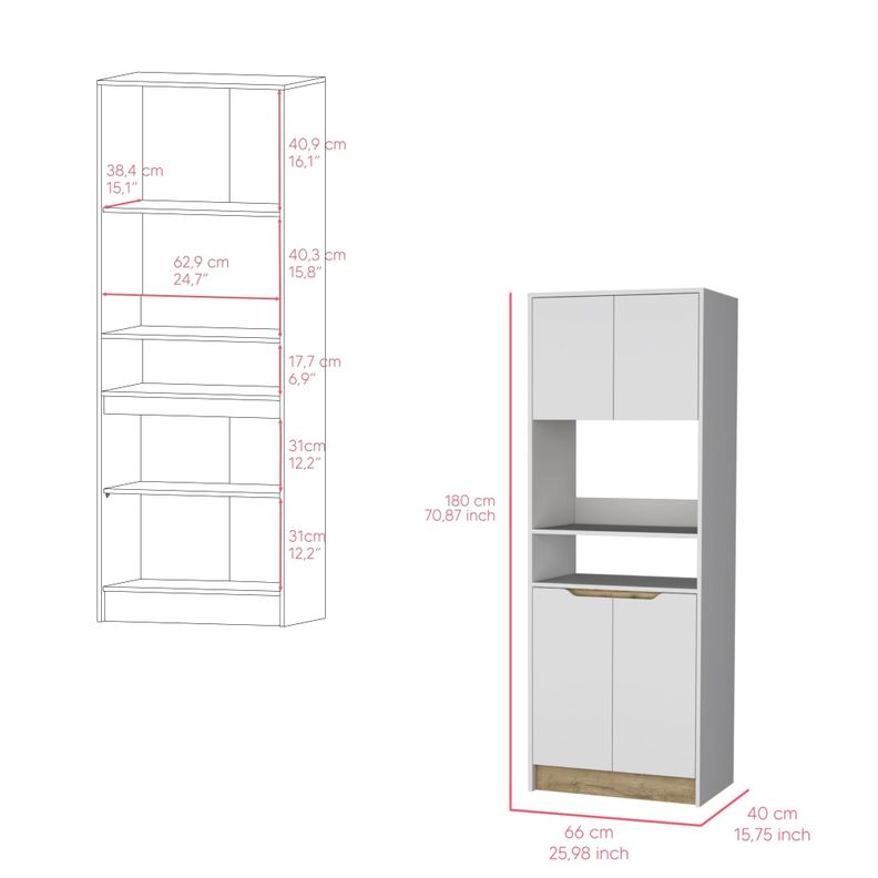 MUEBLE MICROONDAS 4 PUERTAS FM-008B BLANCO Y CAFÉ CLARO-6