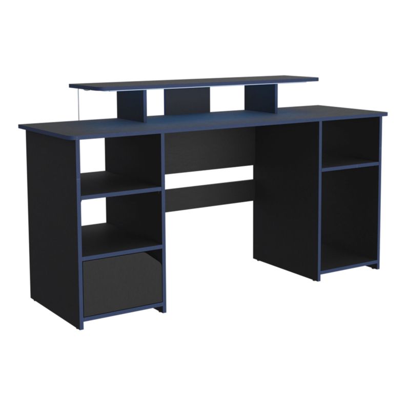 ESCRITORIO GAMER 1 PUERTA FM-045A NEGRO Y AZUL -0