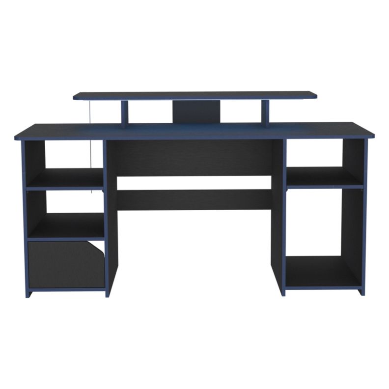 ESCRITORIO GAMER 1 PUERTA FM-045A NEGRO Y AZUL -1