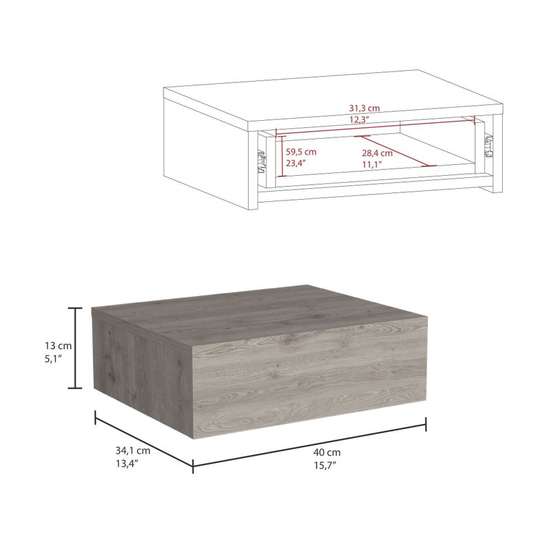 Velador Flotante 1 Cajon Fm-013G Gris-5