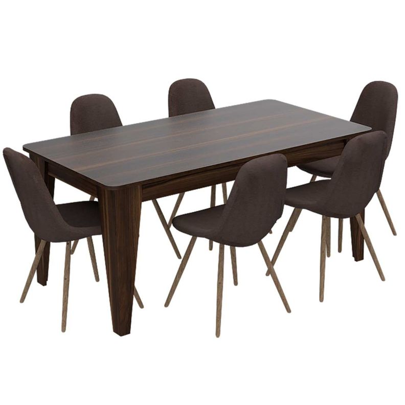 Mesa De Comedor 6 Puestos Fm-007U Café Oscuro-4