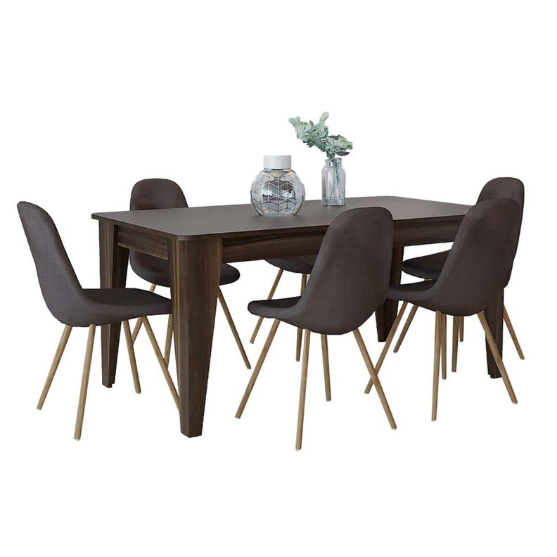 Mesa De Comedor 6 Puestos Fm-007U Café Oscuro-5