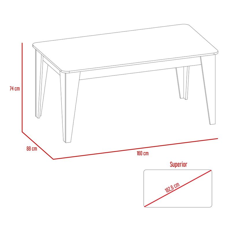 Mesa De Comedor 6 Puestos Fm-007U Café Oscuro-7