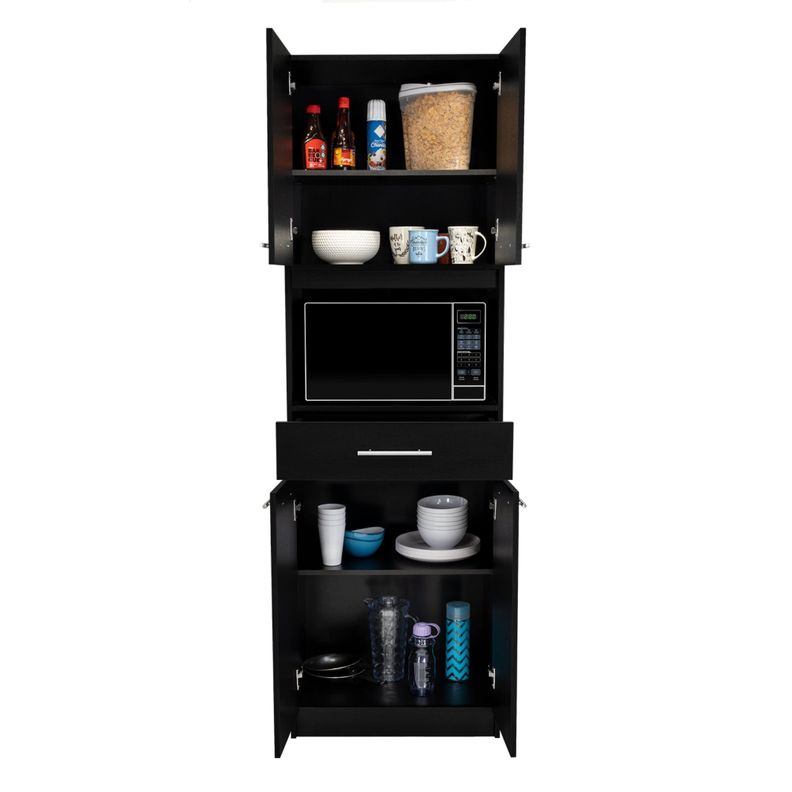 Mueble Microondas 4 Puertas 1 Cajon Fm-003N Negro-2