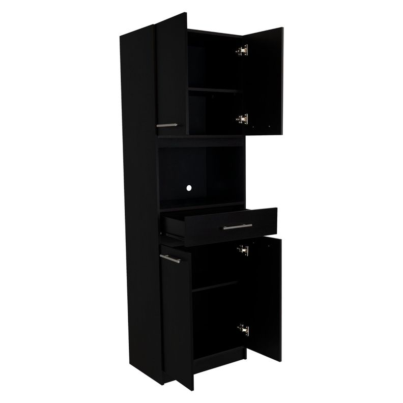 Mueble Microondas 4 Puertas 1 Cajon Fm-003N Negro-5