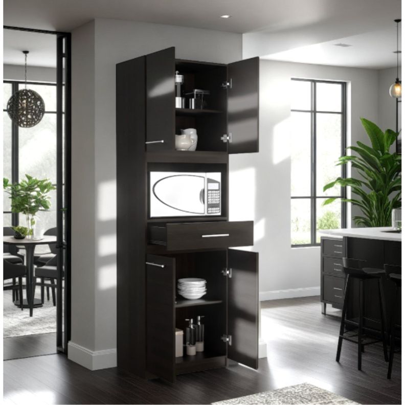 Mueble Microondas 4 Puertas 1 Cajon Fm-003N Negro-8