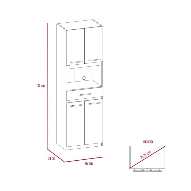 Mueble Microondas 4 Puertas 1 Cajon Fm-003N Negro-9