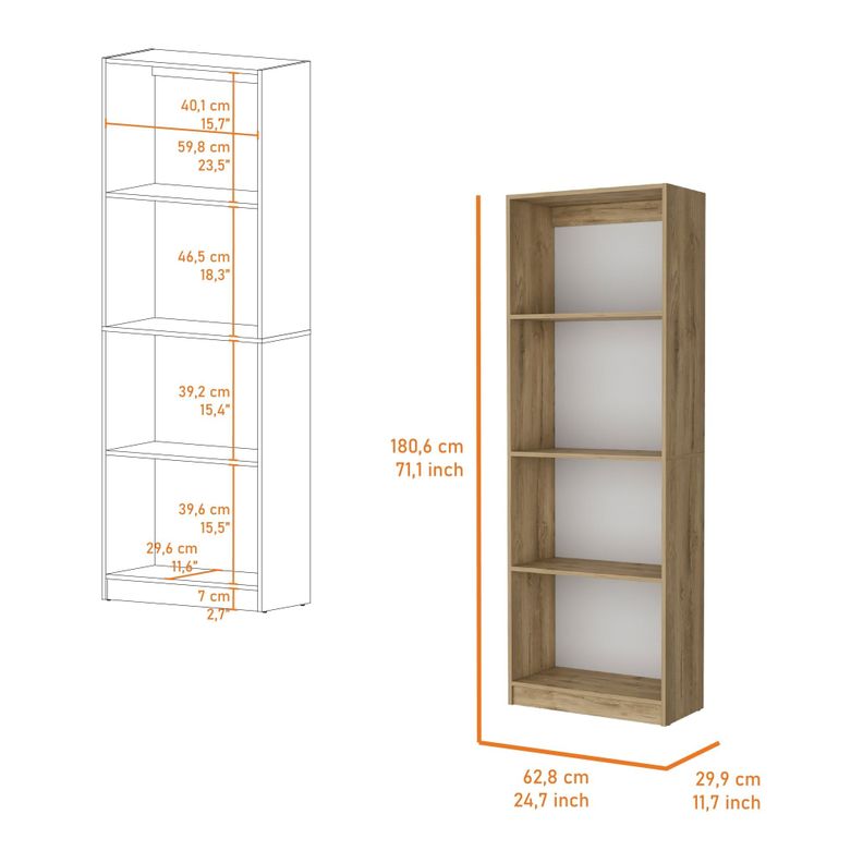 LIBRERO ESTANTE 4 REPISAS MELAMINA FM-017C CAFE CLARO-5