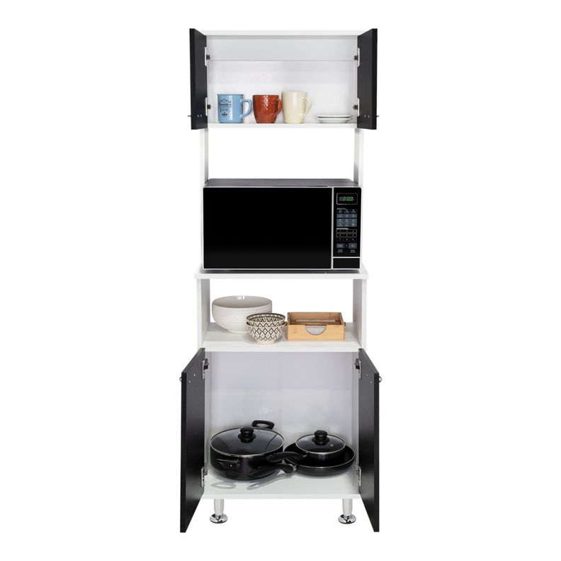 MUEBLE MICROONAD 4 PUERTAS FM-011B BLANCO Y NEGRO-2
