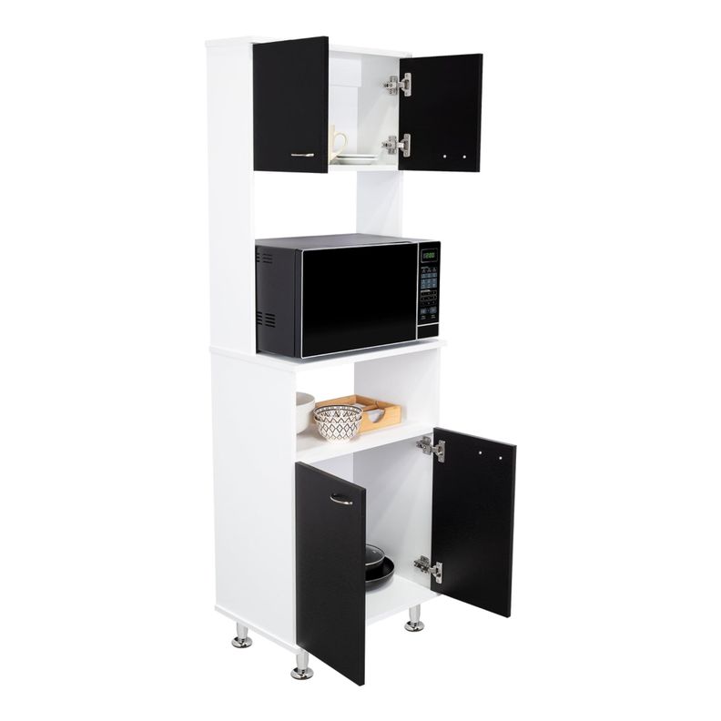 MUEBLE MICROONAD 4 PUERTAS FM-011B BLANCO Y NEGRO-3