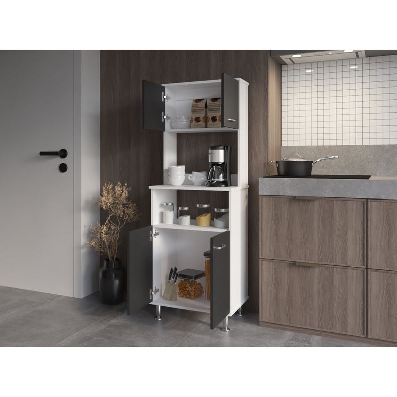 MUEBLE MICROONAD 4 PUERTAS FM-011B BLANCO Y NEGRO-5