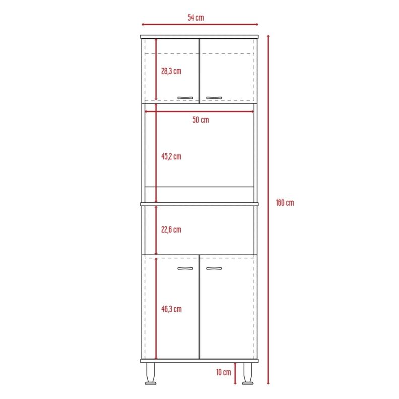 MUEBLE MICROONAD 4 PUERTAS FM-011B BLANCO Y NEGRO-7