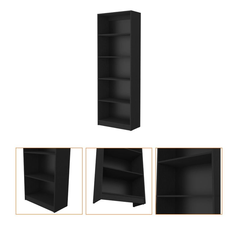 LIBRERO ESTANTE 5 REPISAS MELAMINA FM-019N NEGRO-2