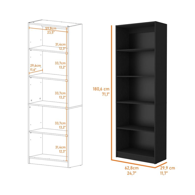 LIBRERO ESTANTE 5 REPISAS MELAMINA FM-019N NEGRO-4