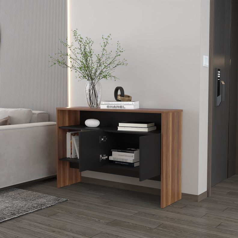 ARRIMO 2 PUERTAS 80X120X35 CM FM-002C - CAFE CLARO / NEGRO-5
