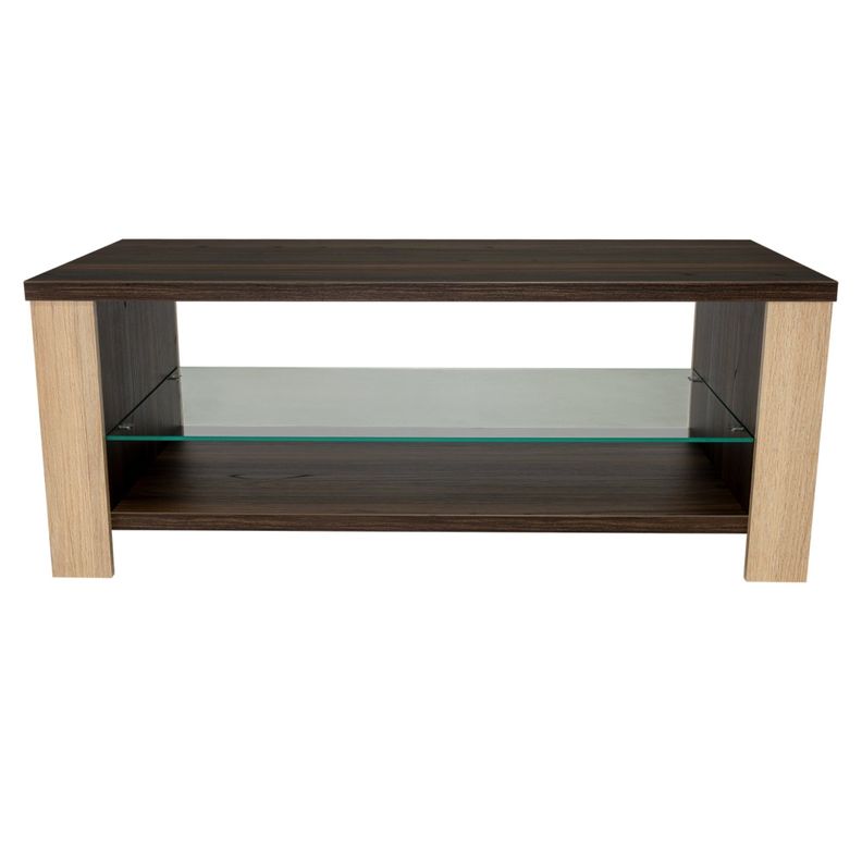 Mesa De Centro Con Repisa De Vidrio Fm-021O Café Oscuro-1