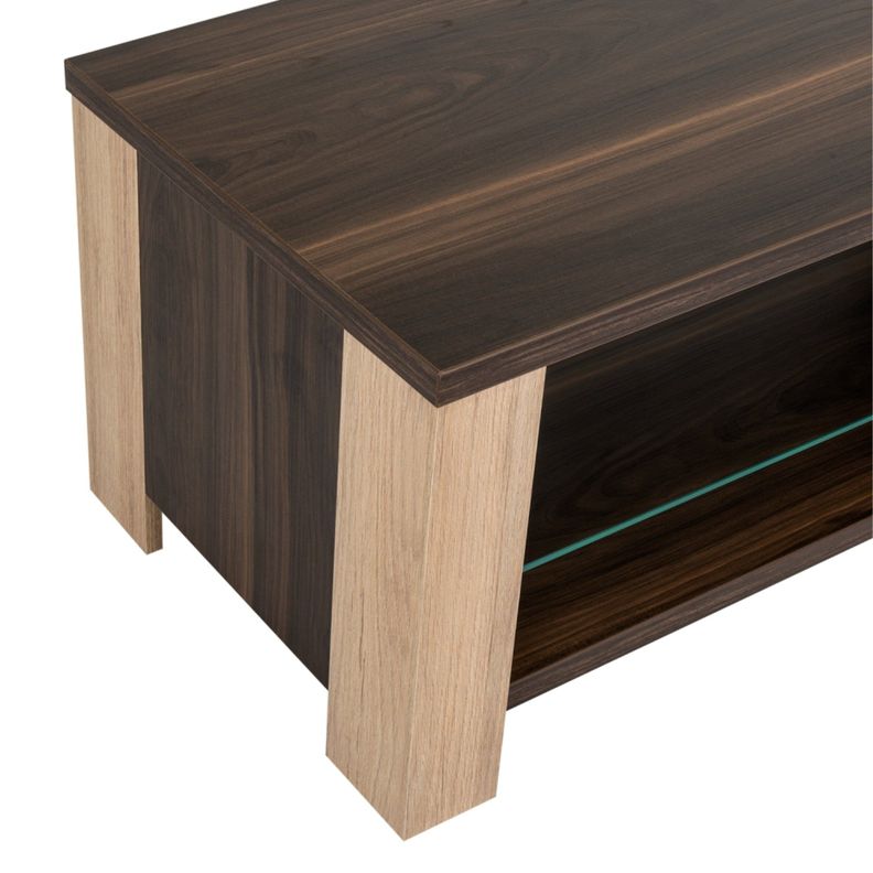 Mesa De Centro Con Repisa De Vidrio Fm-021O Café Oscuro-4