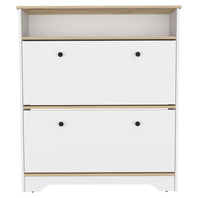 COMODA ZAPATERO 2 PUERTAS FM-017B - BLANCO Y CAFE CLARO-1
