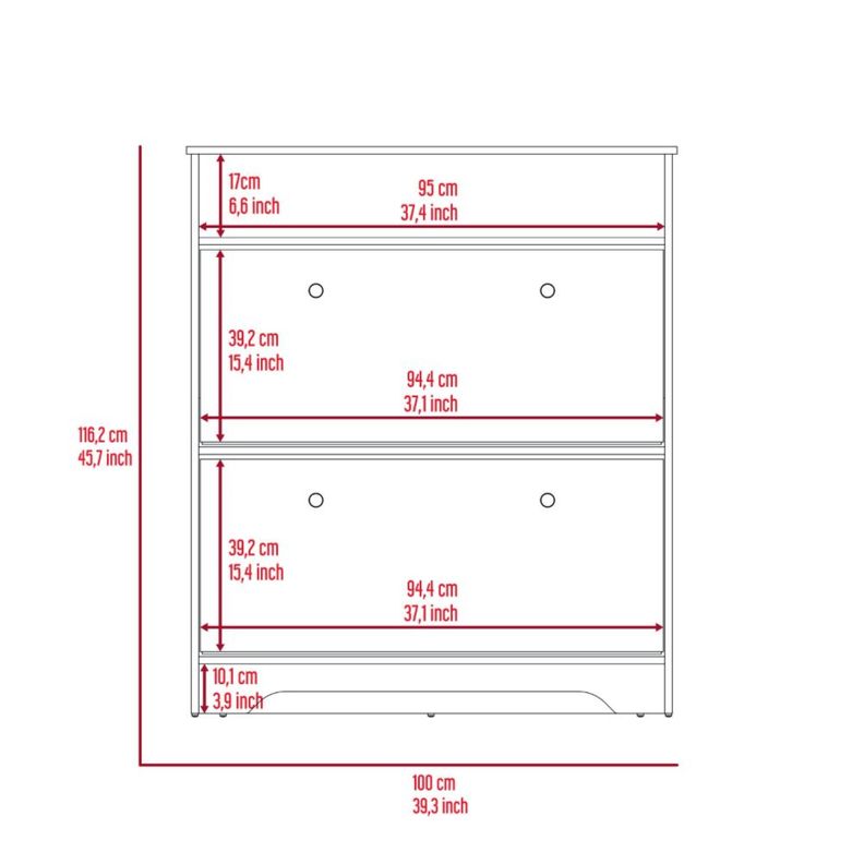 COMODA ZAPATERO 2 PUERTAS FM-017B - BLANCO Y CAFE CLARO-7