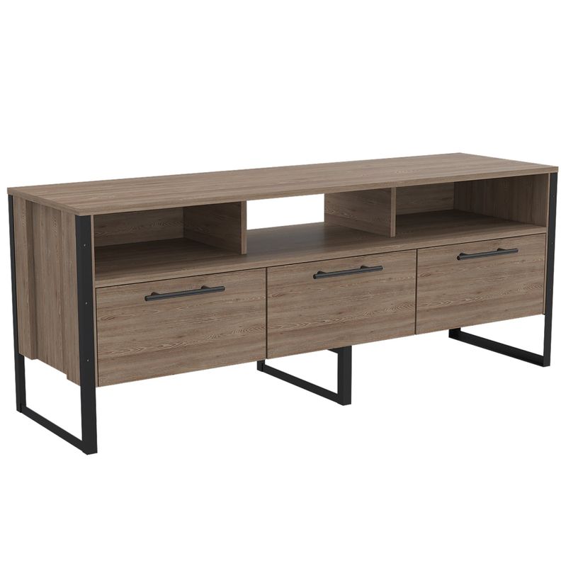 RACK TV 60" CON 3 PUERTAS Y 3 REPISAS FM-009C - CAFE CLARO-0
