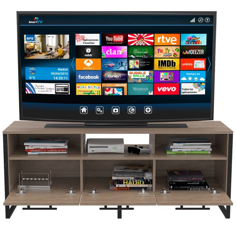 RACK TV 60" CON 3 PUERTAS Y 3 REPISAS FM-009C - CAFE CLARO-2
