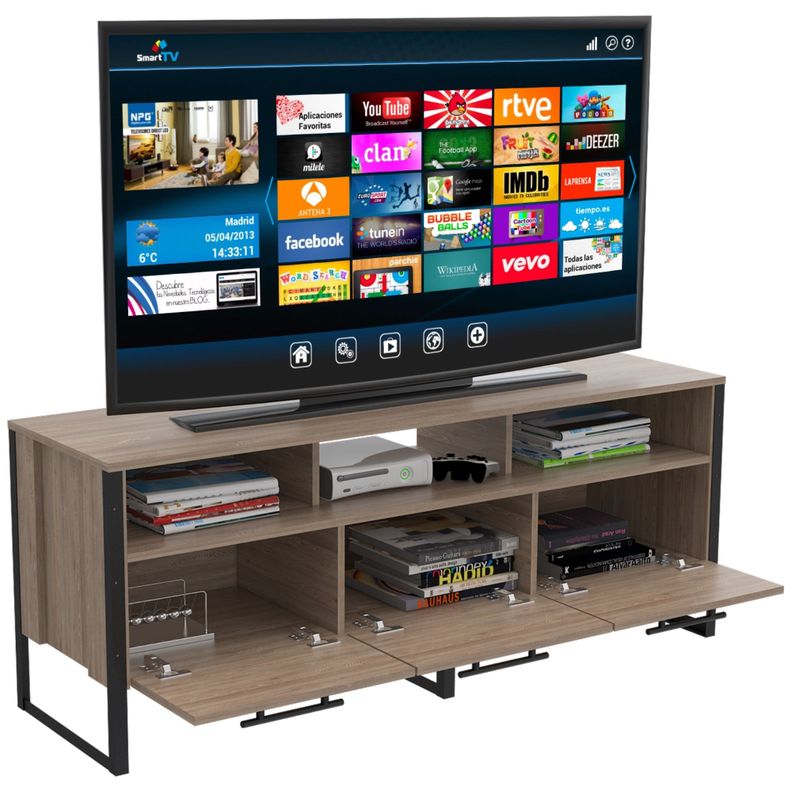 RACK TV 60" CON 3 PUERTAS Y 3 REPISAS FM-009C - CAFE CLARO-3