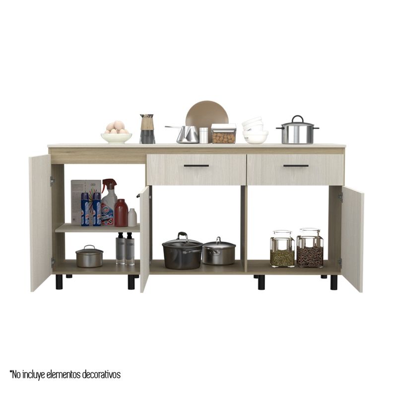 Mueble Base De Cocina 3 Puertas 2 Cajones Fm-003C Café Claro-2