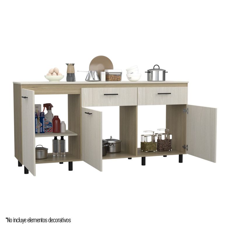 Mueble Base De Cocina 3 Puertas 2 Cajones Fm-003C Café Claro-3