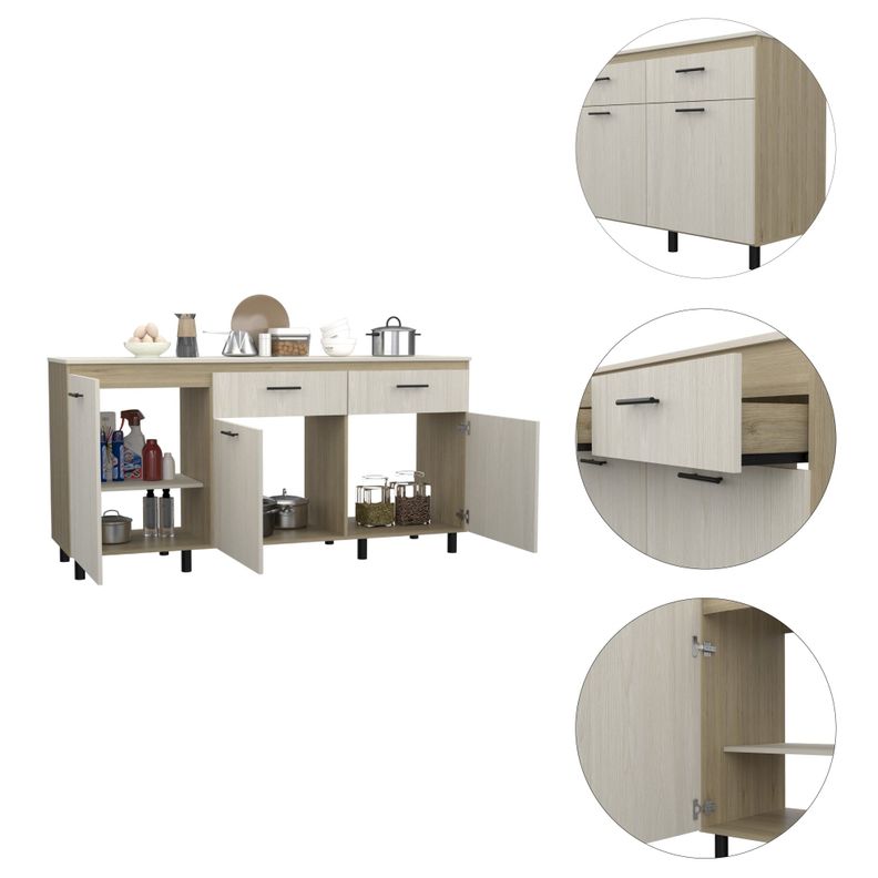 Mueble Base De Cocina 3 Puertas 2 Cajones Fm-003C Café Claro-7