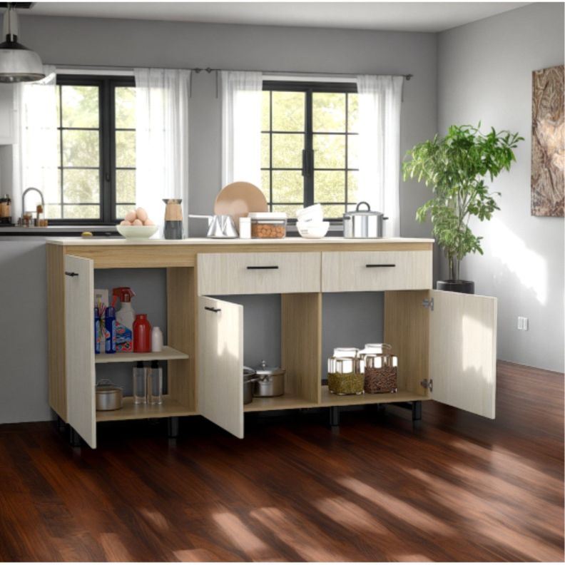 Mueble Base De Cocina 3 Puertas 2 Cajones Fm-003C Café Claro-8