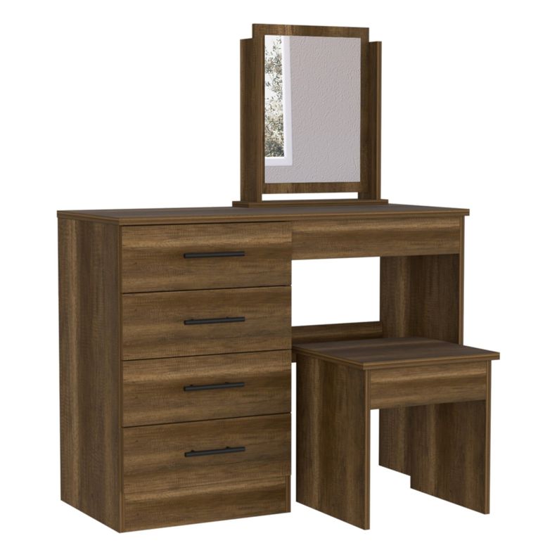MUEBLE TOCADOR 4 CAJONES 1 BANCA Y ESPEJO FM-001O - CAFÉ OSCURO-0