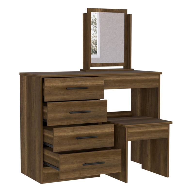 MUEBLE TOCADOR 4 CAJONES 1 BANCA Y ESPEJO FM-001O - CAFÉ OSCURO-1