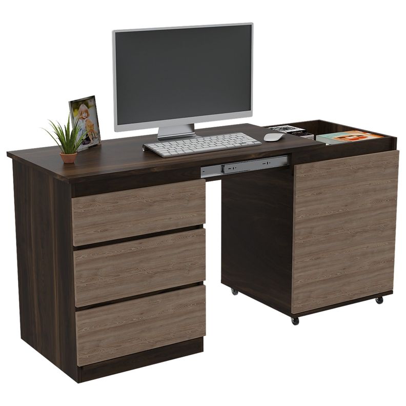 ESCRITORIO EXTENSIBLE 3 CAJONES 1 PUERTA FM-020O CAFÉ OSCURO-2