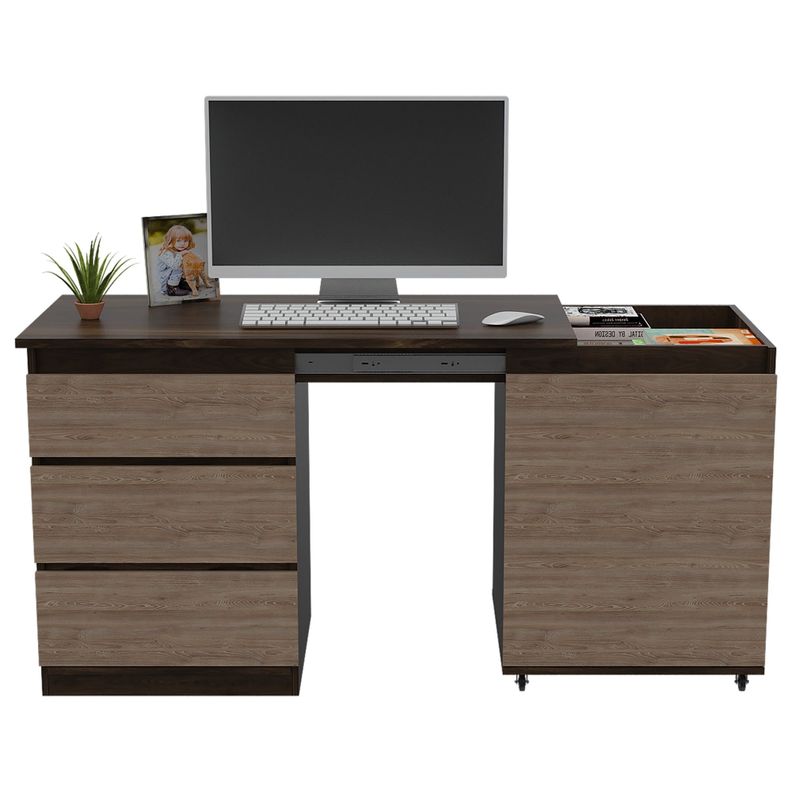 ESCRITORIO EXTENSIBLE 3 CAJONES 1 PUERTA FM-020O CAFÉ OSCURO-3