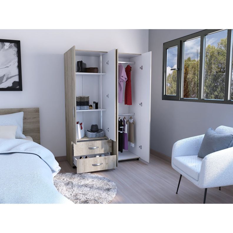 CLOSET 4 PUERTAS 2 CAJONES FM-019C - HUMO-5