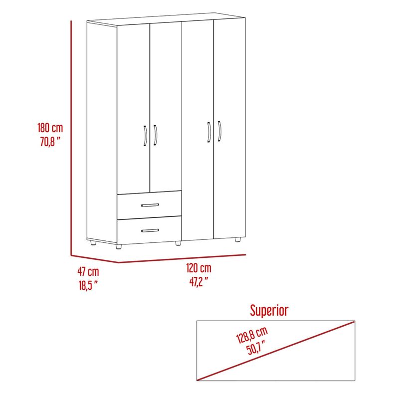 CLOSET 4 PUERTAS 2 CAJONES FM-019C - HUMO-6