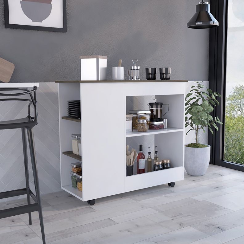 ISLA DE COCINA CON RUEDAS FM-002B BLANCO-3