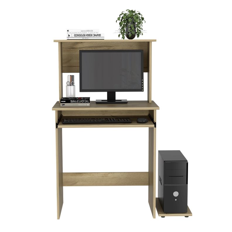 ESCRITORIO CON PORTATECLADO Y BASE PARA CPU FM-065C - CAFÉ CLARO-2
