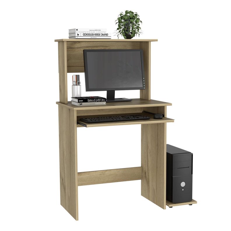 ESCRITORIO CON PORTATECLADO Y BASE PARA CPU FM-065C - CAFÉ CLARO-3