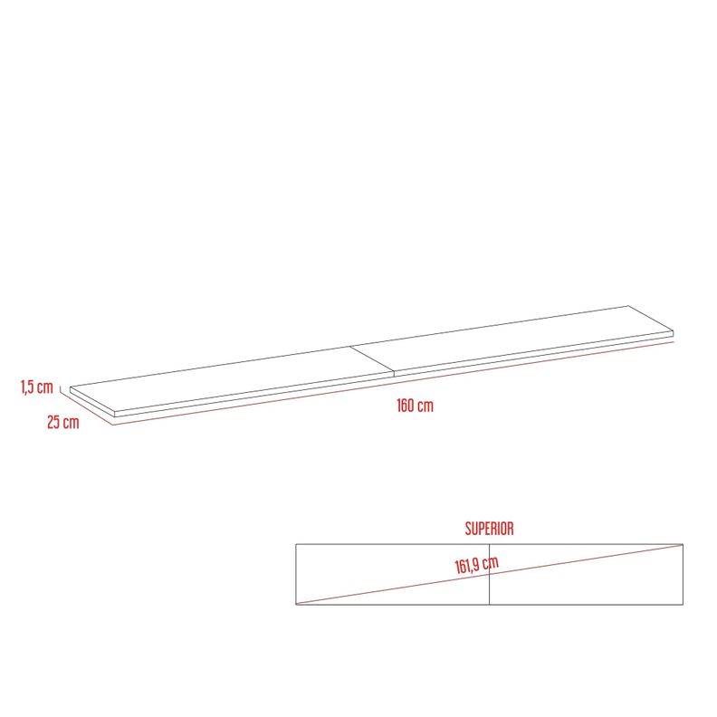 SET 2 REPISAS 160X25X1,5 CM FM-001G GRIS Y CAFÉ CLARO-5