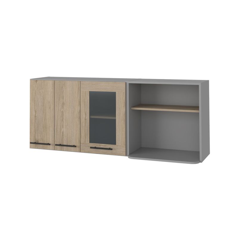MUEBLE MURAL CON CAPACIDAD PARA MICROONDAS 3 PUERTAS FM-003G GRIS-0