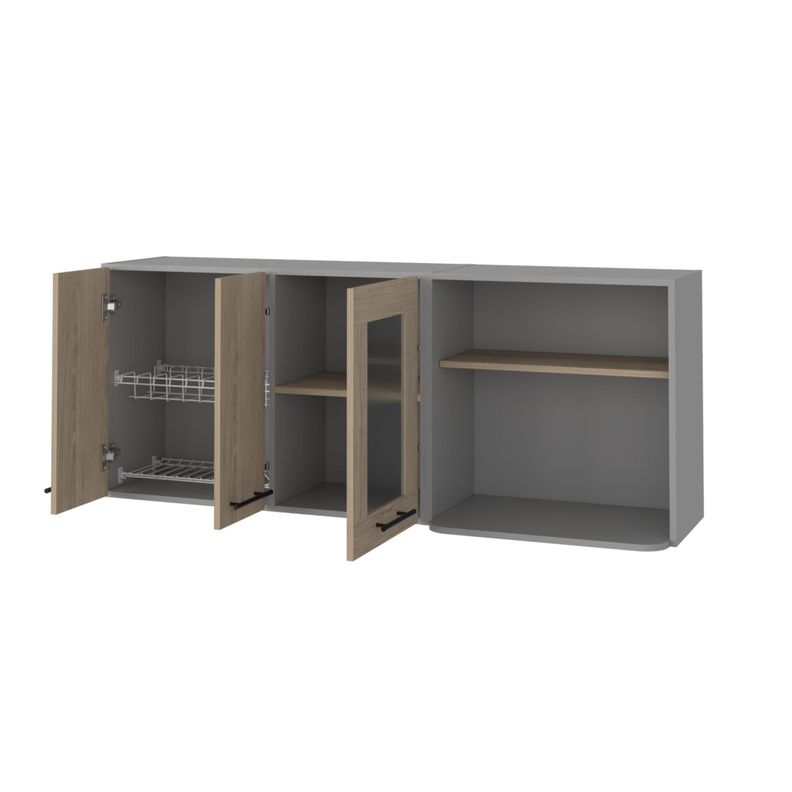 MUEBLE MURAL CON CAPACIDAD PARA MICROONDAS 3 PUERTAS FM-003G GRIS-1