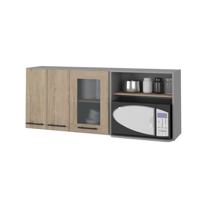 MUEBLE MURAL CON CAPACIDAD PARA MICROONDAS 3 PUERTAS FM-003G GRIS-2