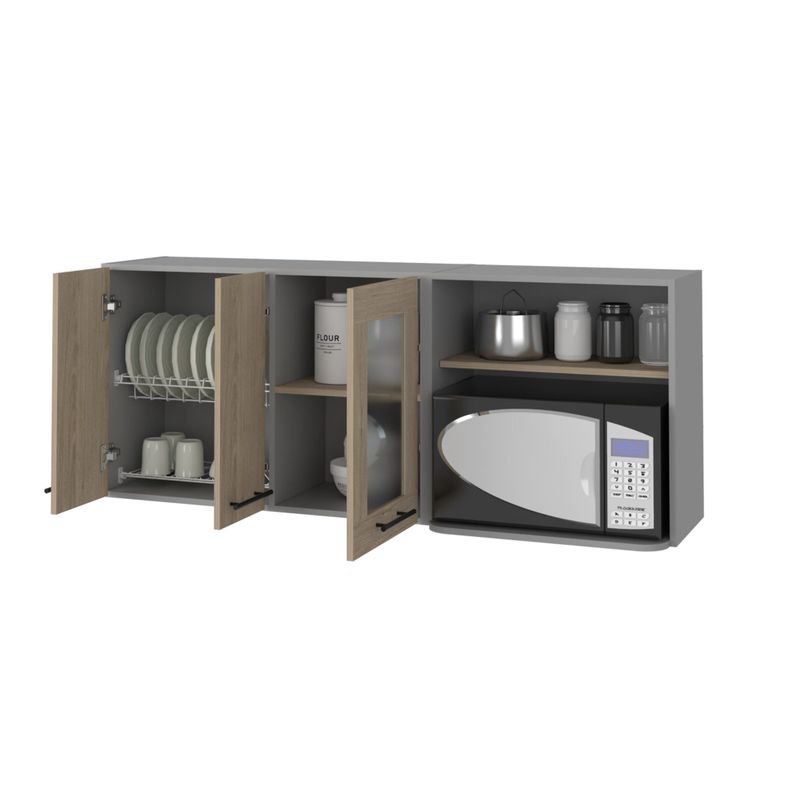 MUEBLE MURAL CON CAPACIDAD PARA MICROONDAS 3 PUERTAS FM-003G GRIS-3