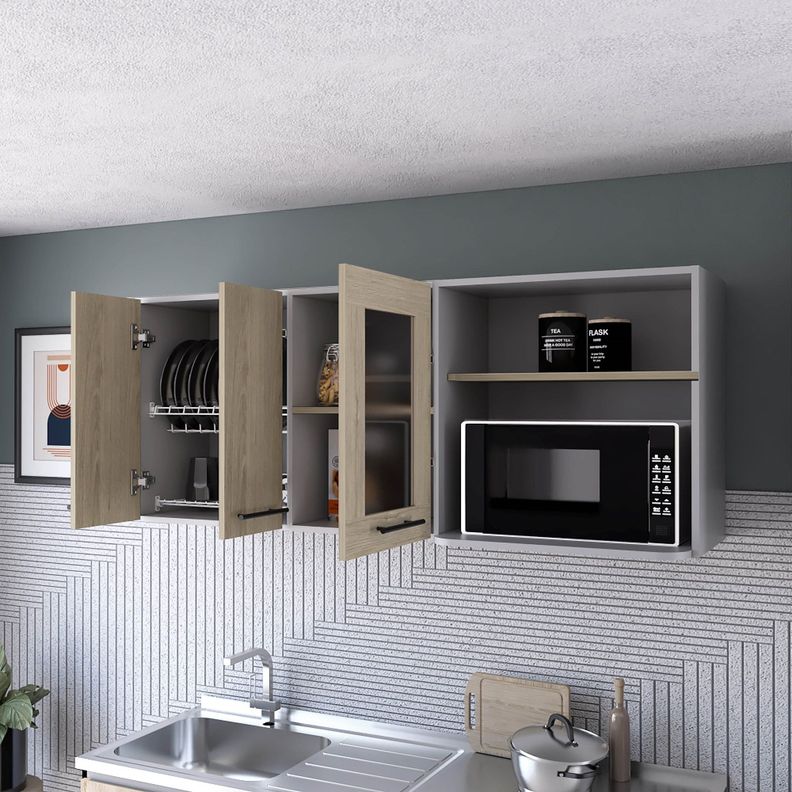 MUEBLE MURAL CON CAPACIDAD PARA MICROONDAS 3 PUERTAS FM-003G GRIS-5