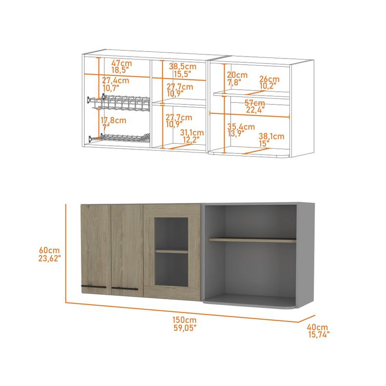 MUEBLE MURAL CON CAPACIDAD PARA MICROONDAS 3 PUERTAS FM-003G GRIS-6