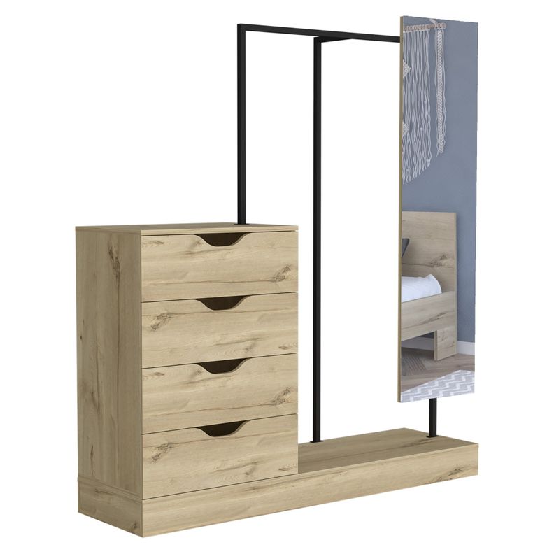 CLOSET 4 CAJONES + ESPEJO FM-028C CAFÉ CLARO-0