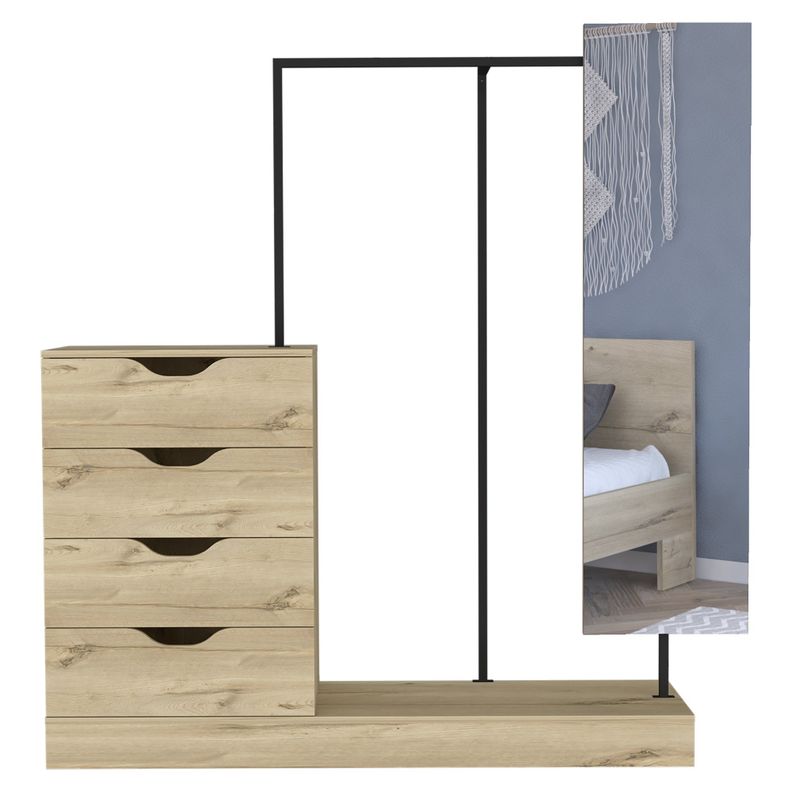 CLOSET 4 CAJONES + ESPEJO FM-028C CAFÉ CLARO-1