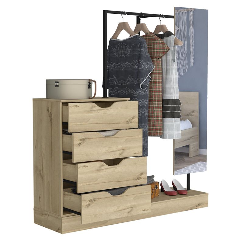 CLOSET 4 CAJONES + ESPEJO FM-028C CAFÉ CLARO-3